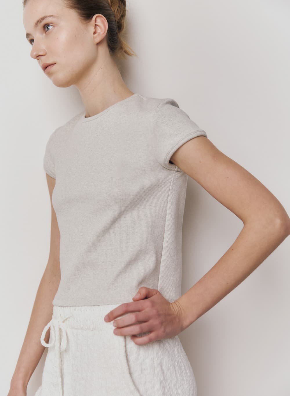 Crop Jersey Top Pale Gray