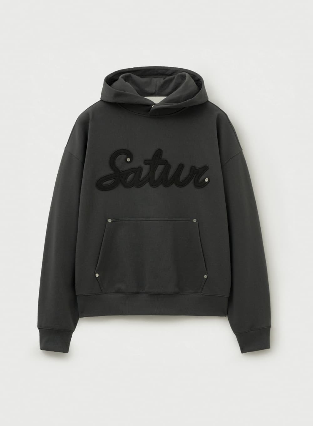 Lugo Applique Rivet Hoodie - Charcoal