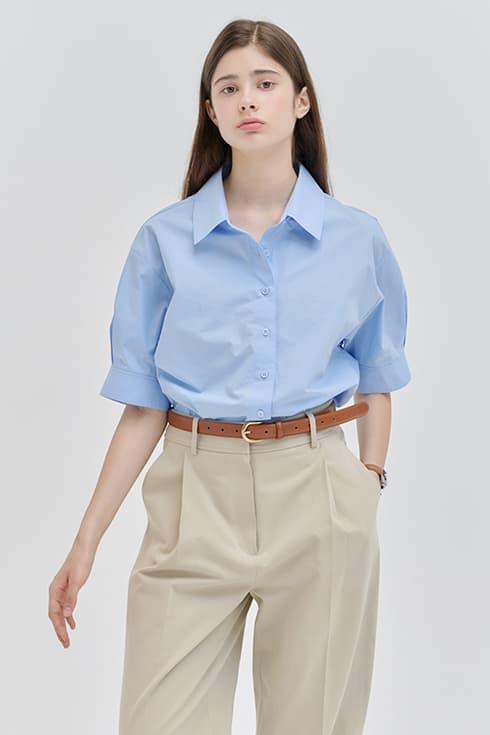 Half sleeve basic shirt Blue [N6PMBL01]
