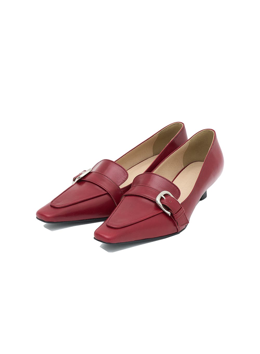 POINTED BELTED PUMPS_RED