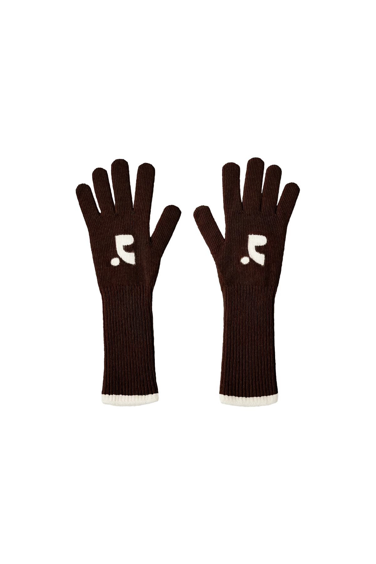 KNIT LONG GLOVE - BROWN