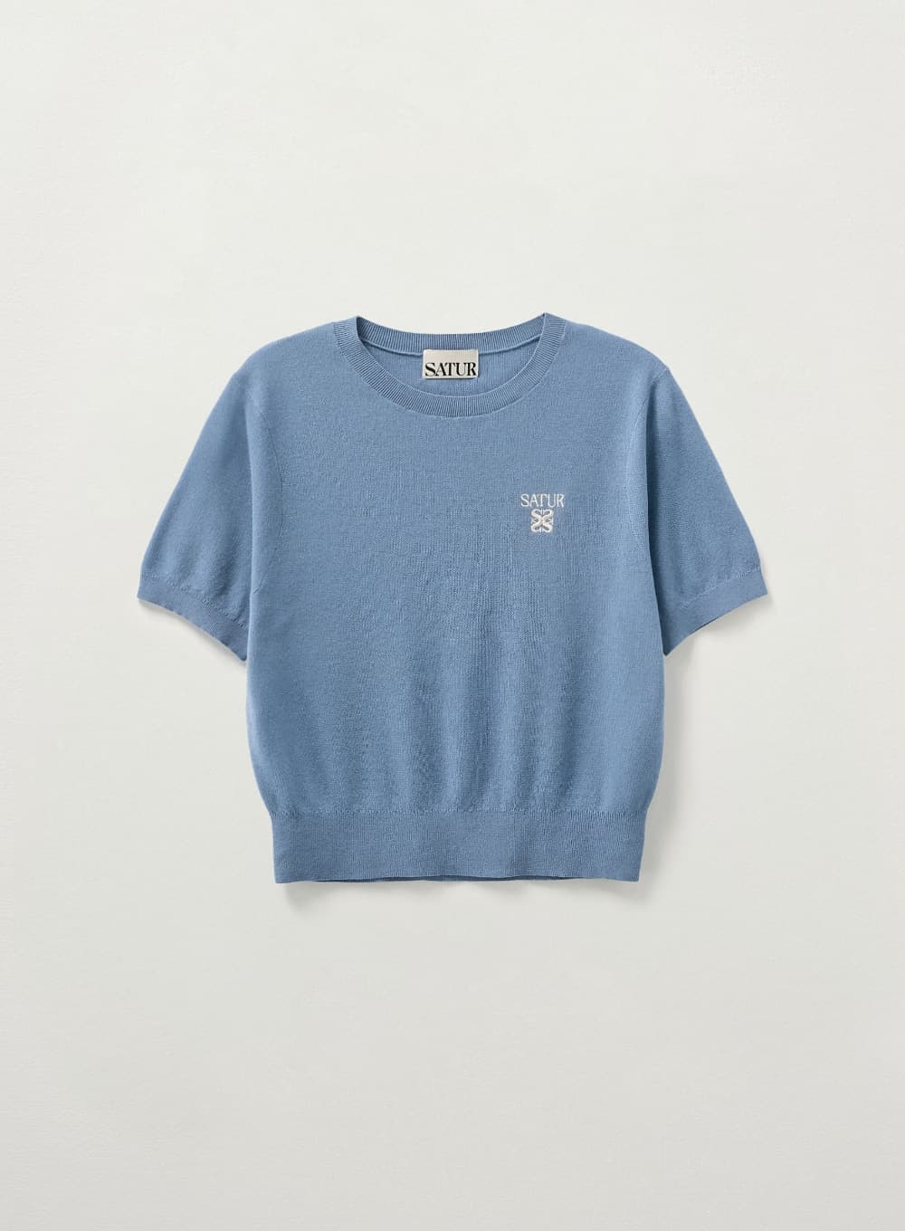 (W) Light Weight Crew Neck Half Knit - Blue