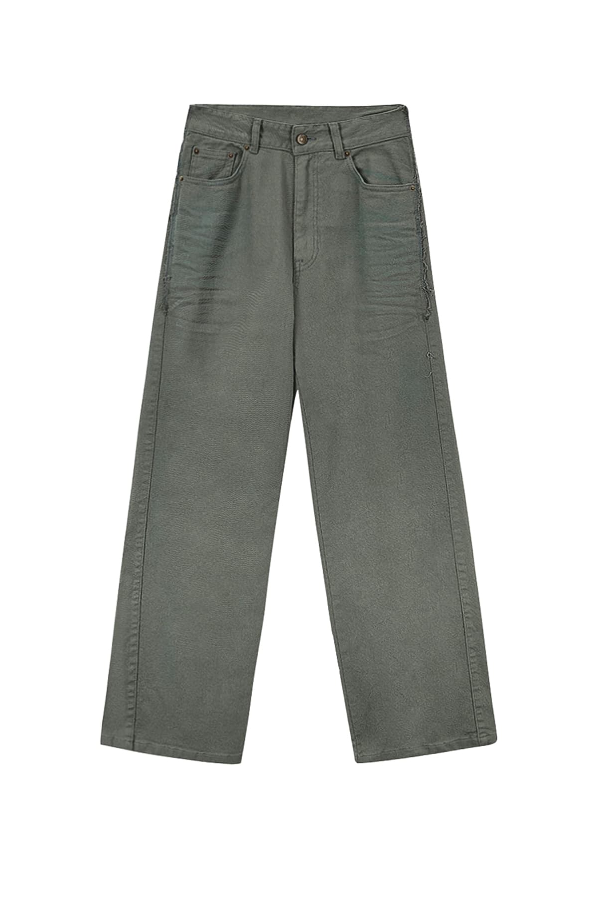 COLOR POINT WASHED DENIM PANTS IN KHAKI