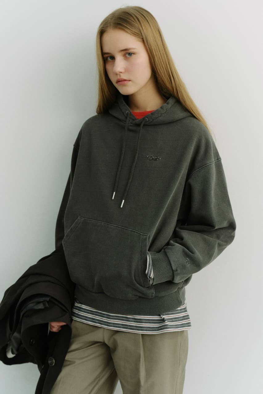 UNISEX GARMENT DYED HOODIE BLACK_UDTS6A113BK