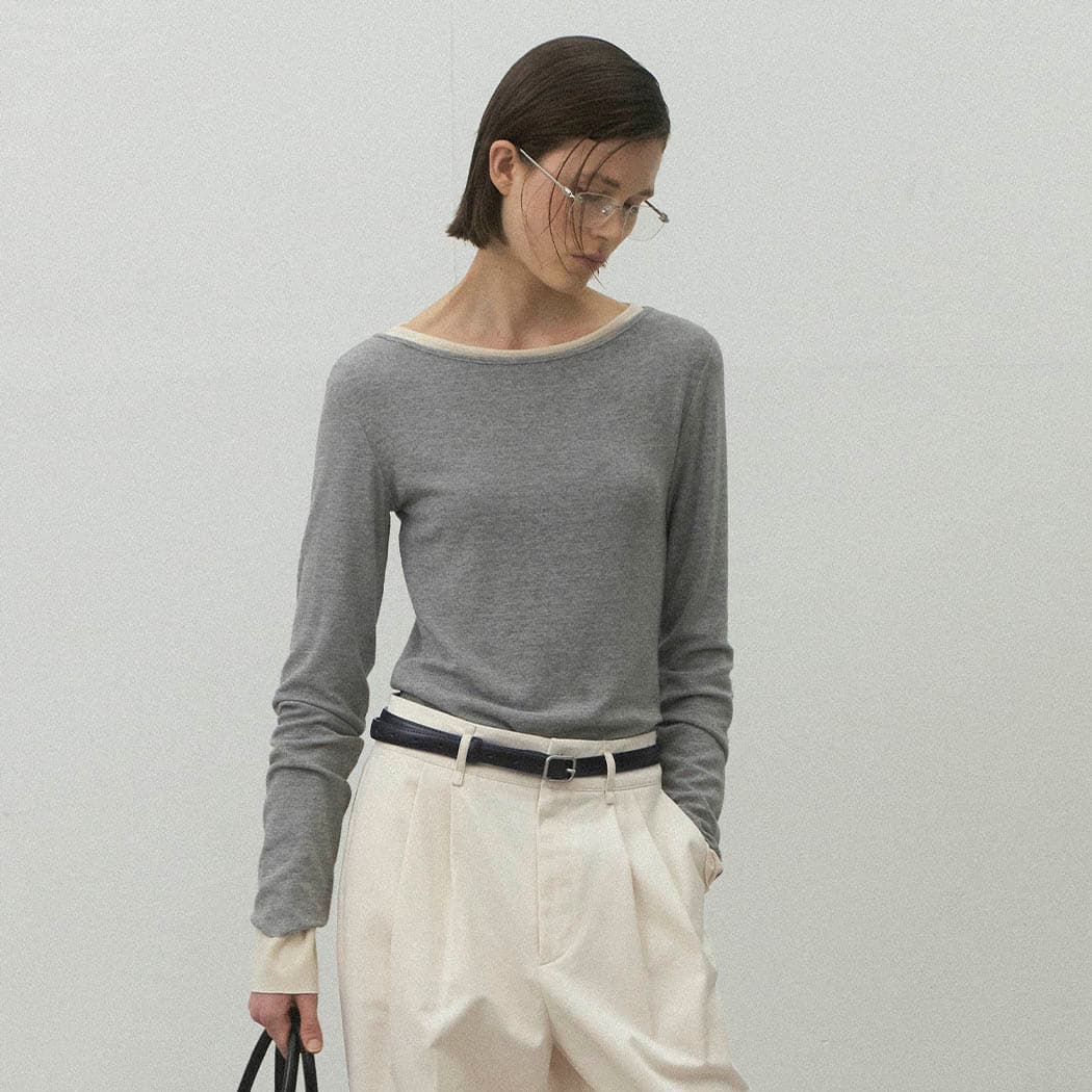 (Z-T-6925)ESSENTIAL SOFT BOAT NECK TEE
