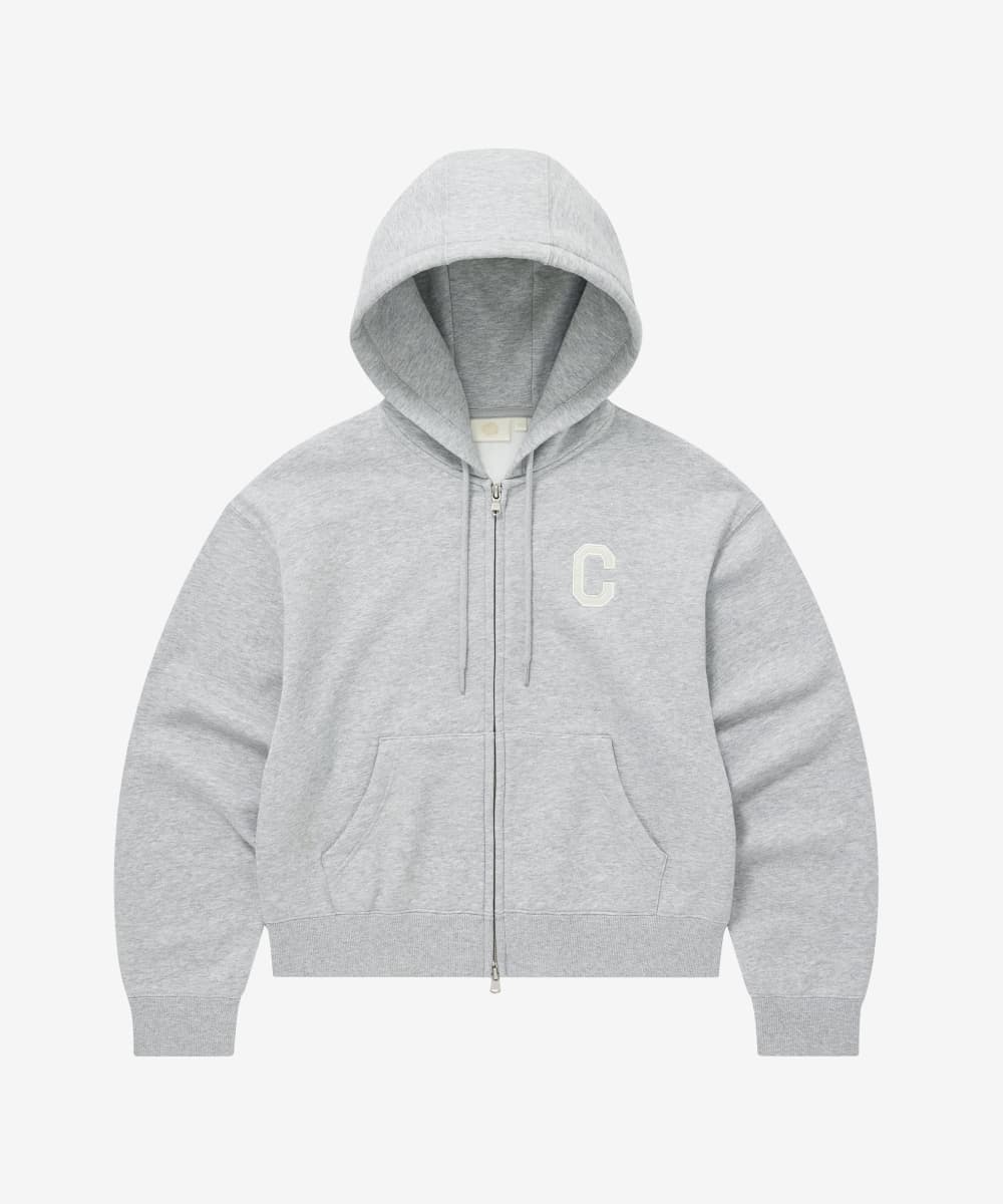 우먼 C로고 후드집업 멜란지 그레이