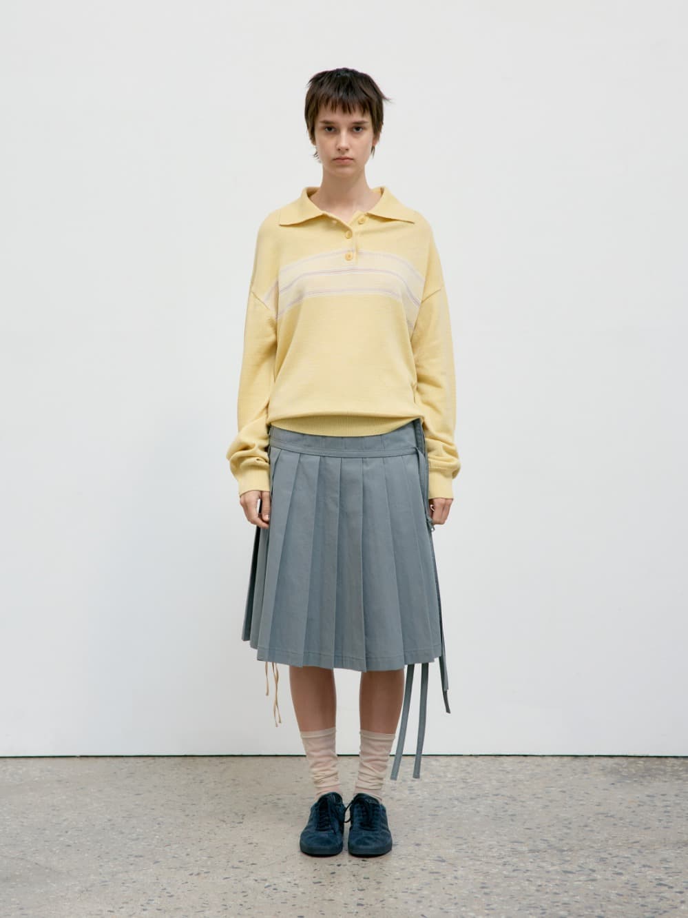 Pleated Zipper Skirt_Khaki