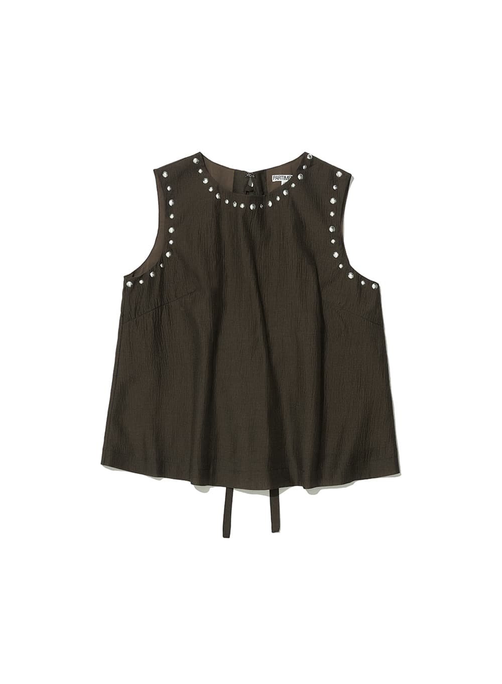 BACK OPEN STUDDED BLOUSE_BROWN