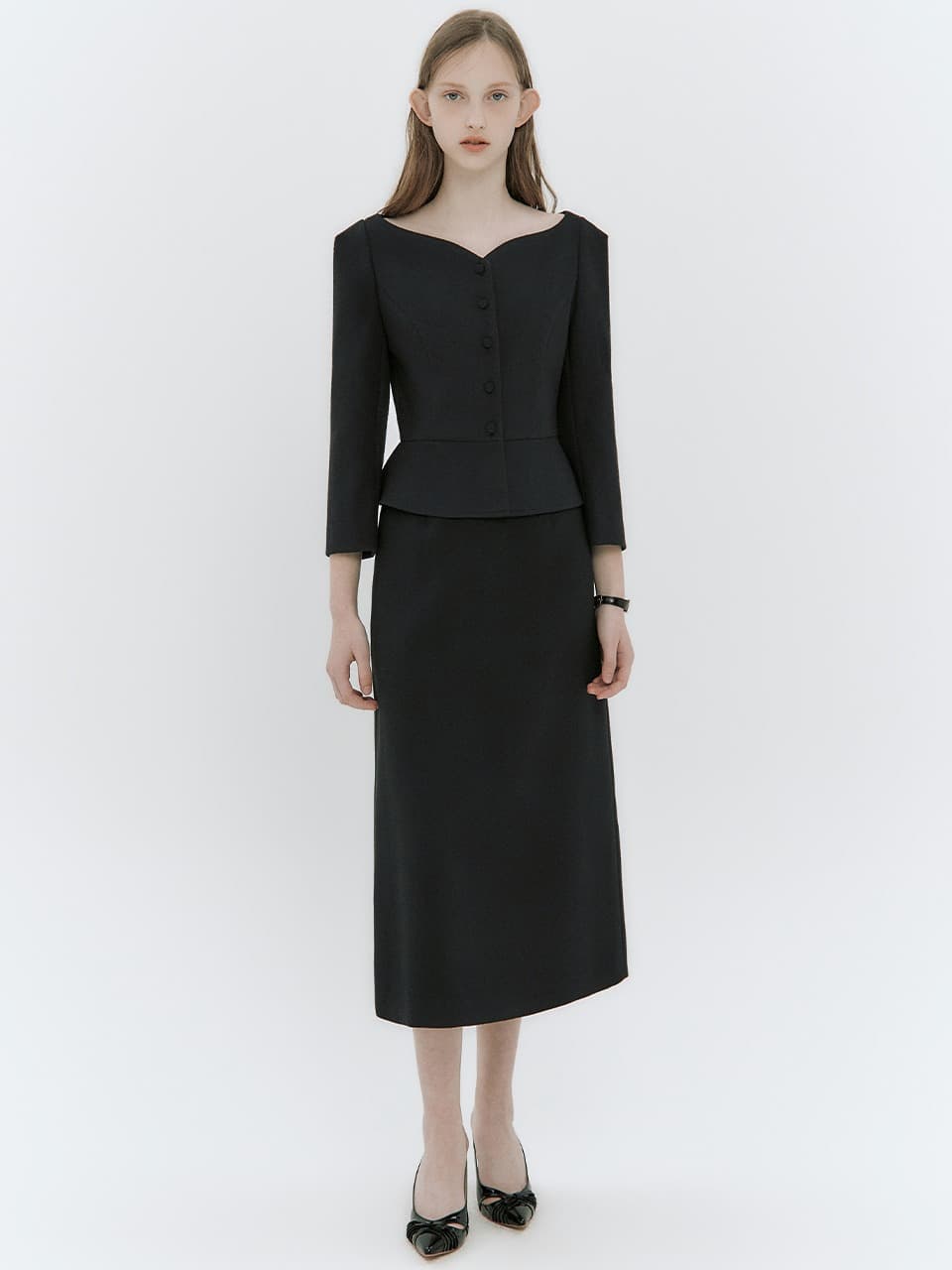 Lueur tweed midi skirt