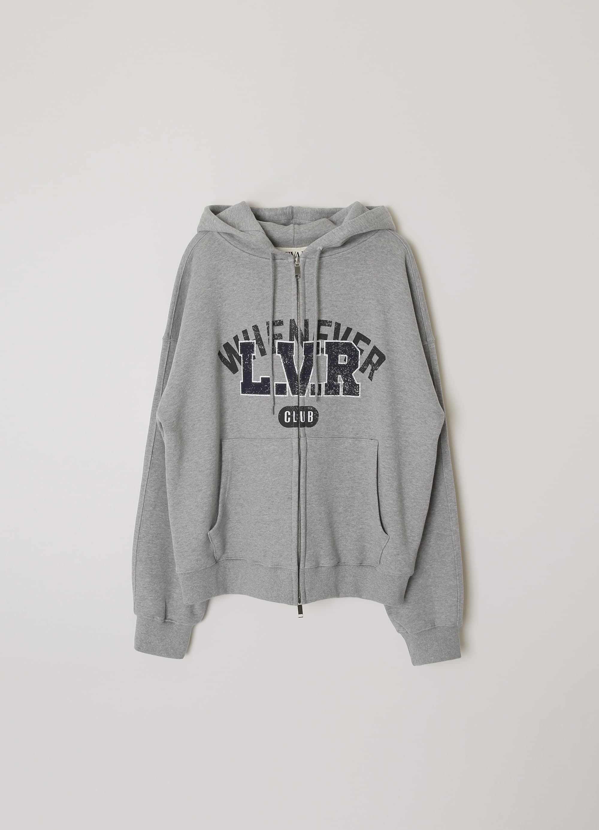 L.V.R Overlay Zip Hoodie - Melange Grey