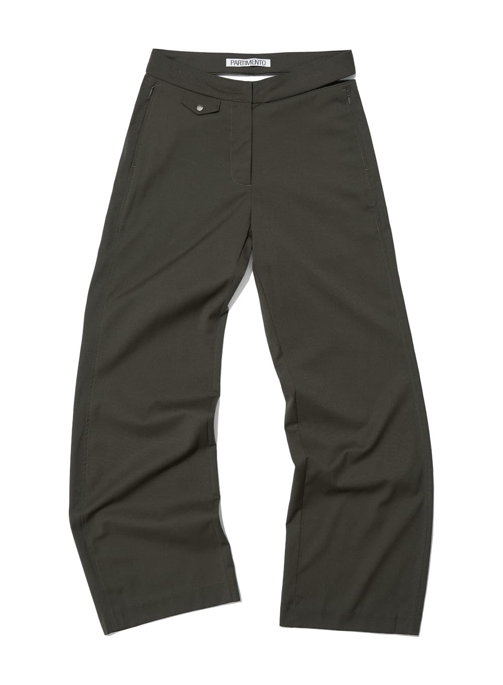 CUT-OUT WAIST TROUSERS_KHAKI BROWN