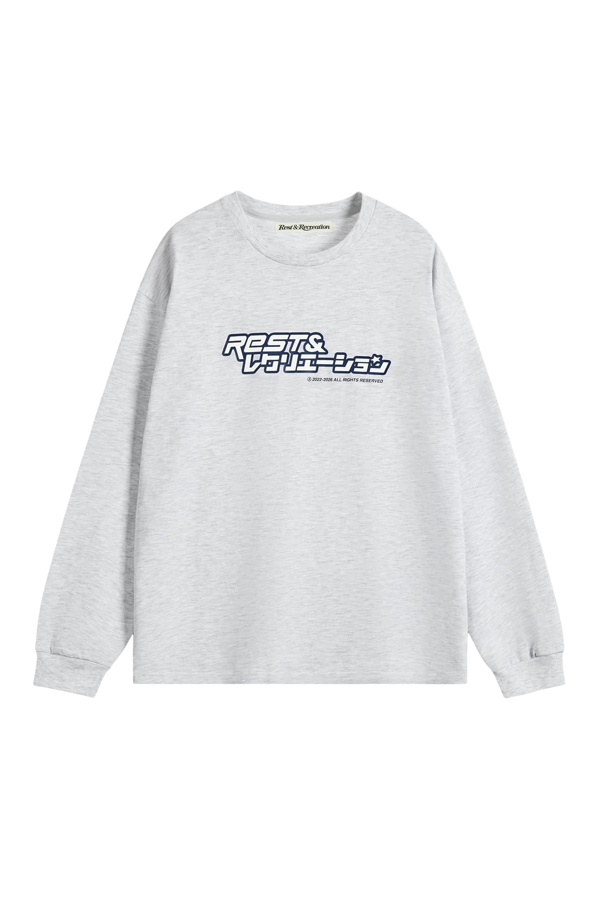 ANIME LOGO LONG SLEEVE TOP - LIGHT GREY