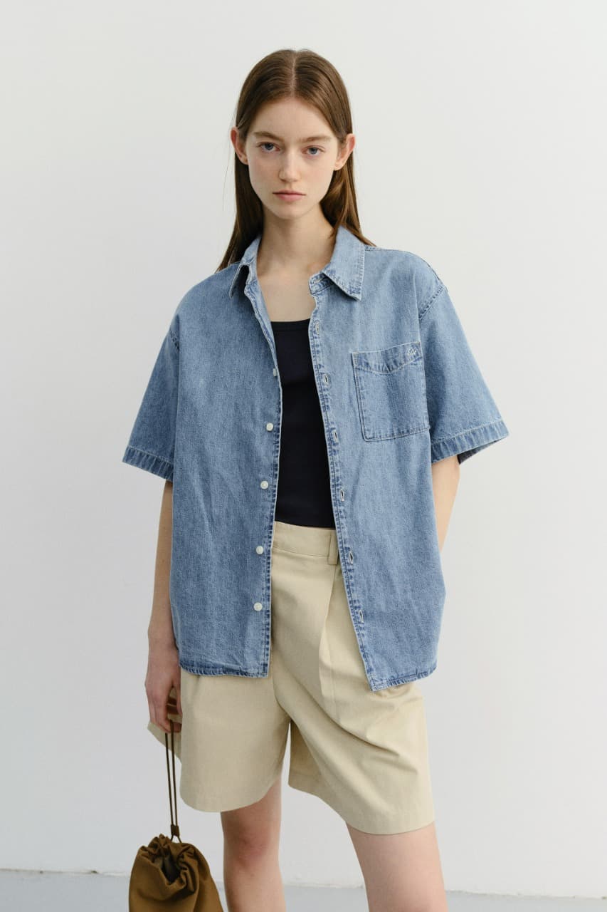 UNISEX LINEN DENIM SHIRT LIGHT BLUE_UDSH6B129B1