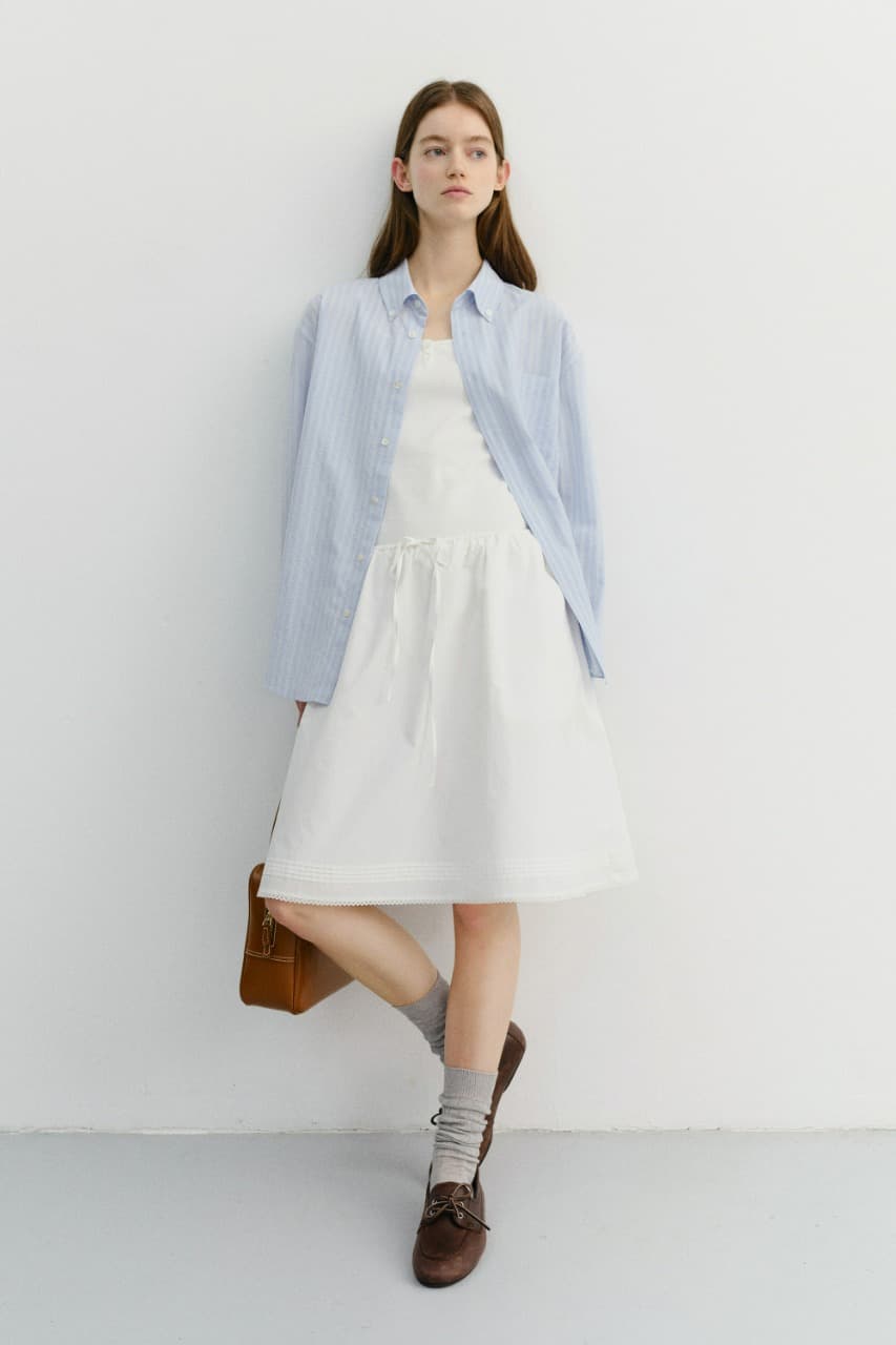 LACED MIDI FULL SKIRT WHITE_UDSK6B225WT