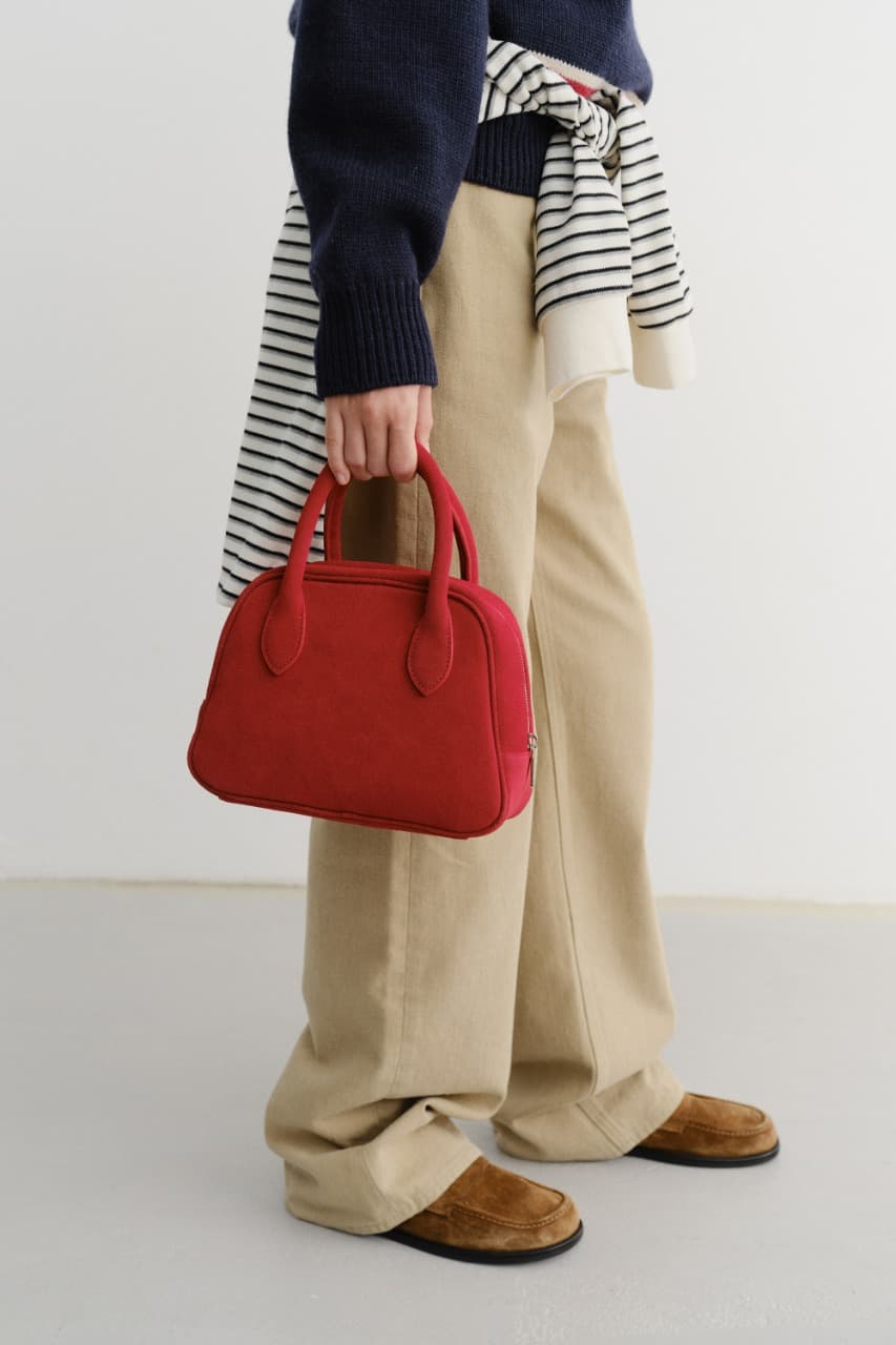 SUEDE BOSTON TOTE BAG RED