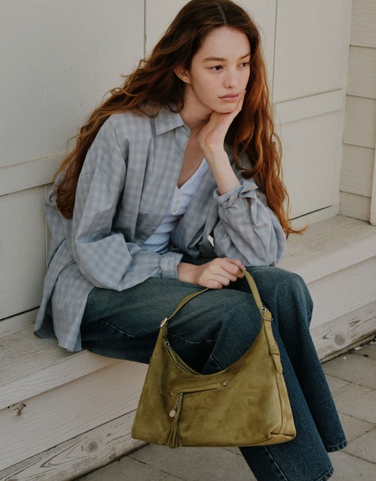 latte bag (suede) - olive (M)