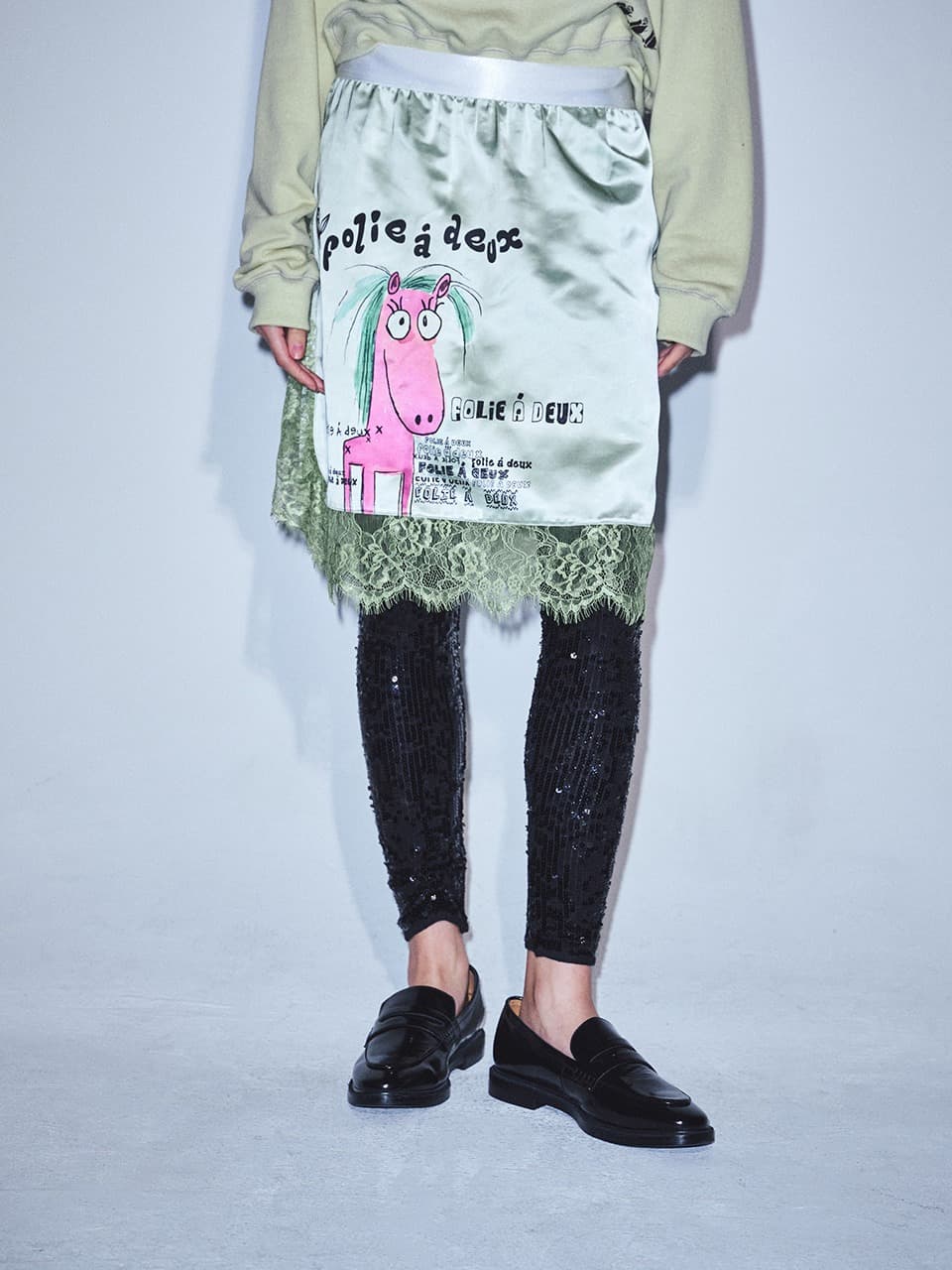 MIDI SKIRT DRAWING FOLIE A DEAUX_MINT