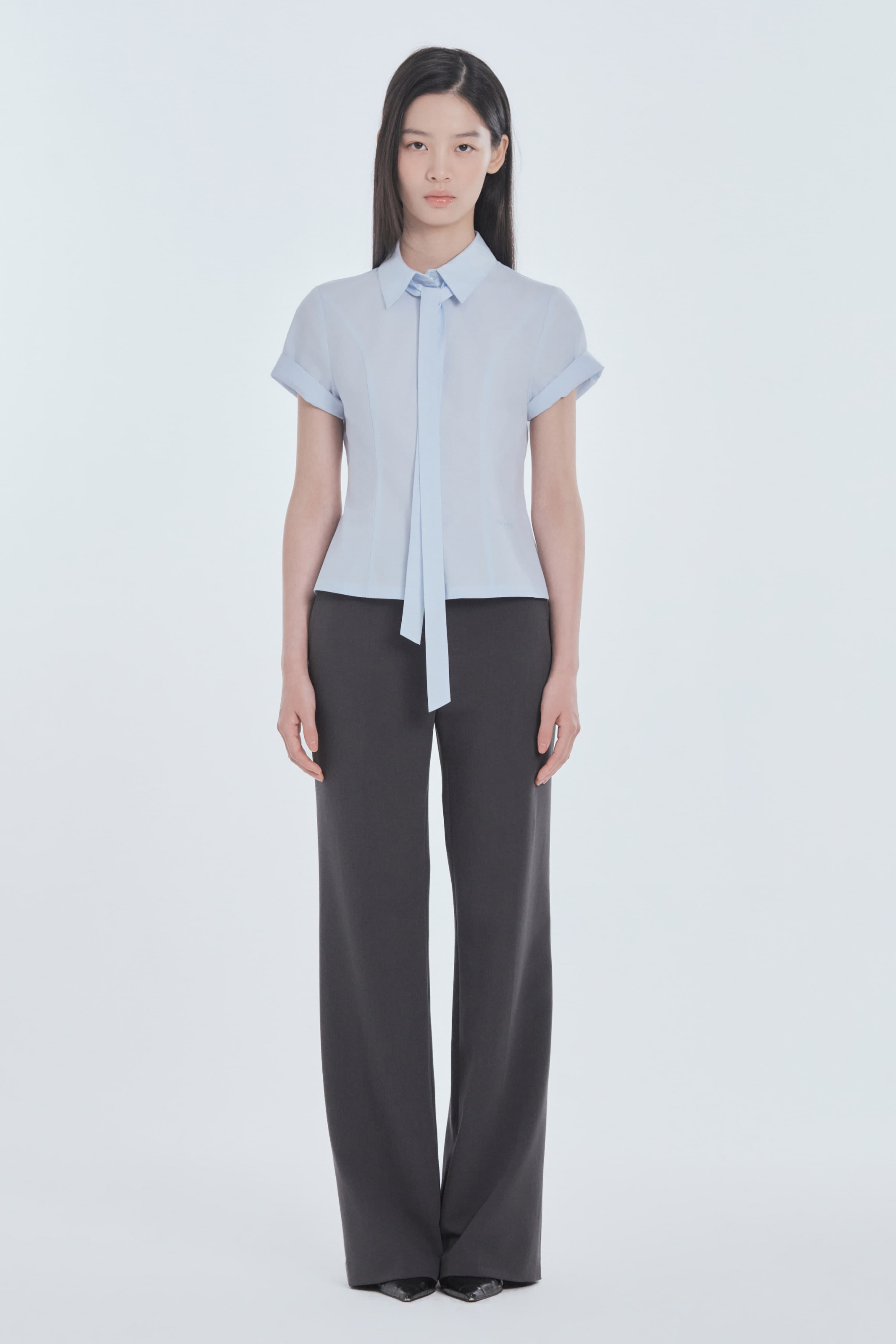 Emma Straight Fit Slacks - Charcoal