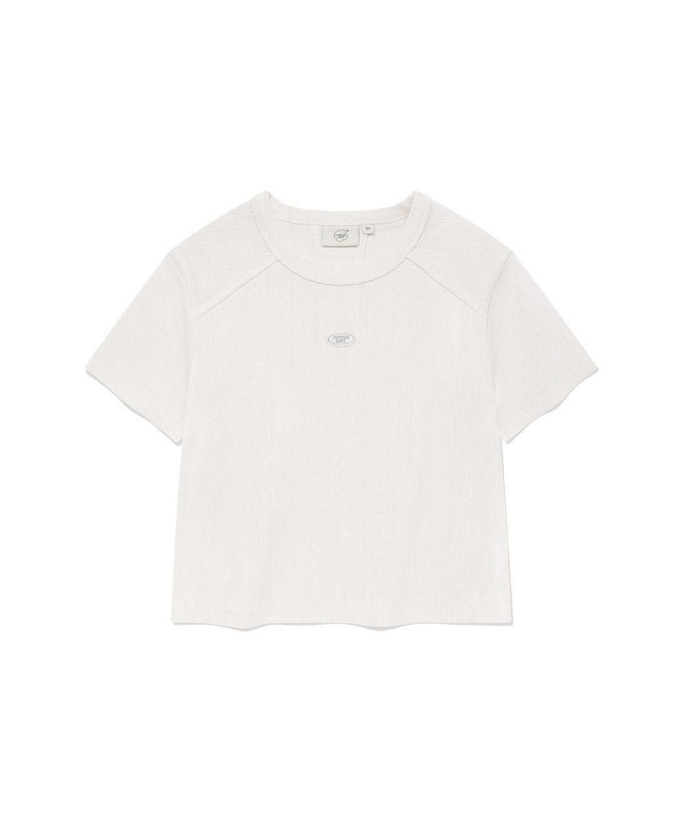 우먼 크롭 슬릿 티셔츠 White