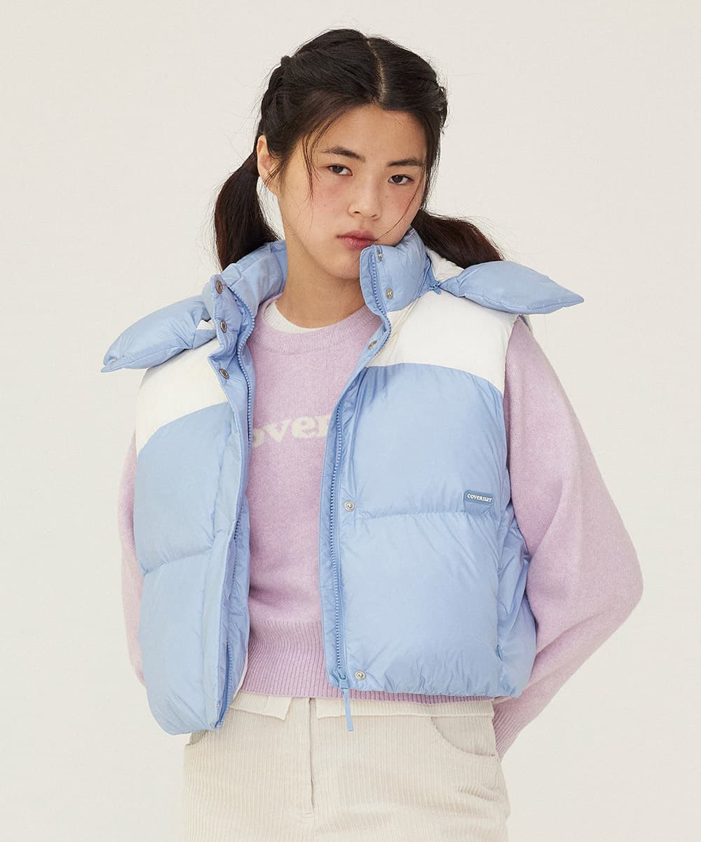 RDS 우먼 씨빅 후드 다운 베스트 Light Blue