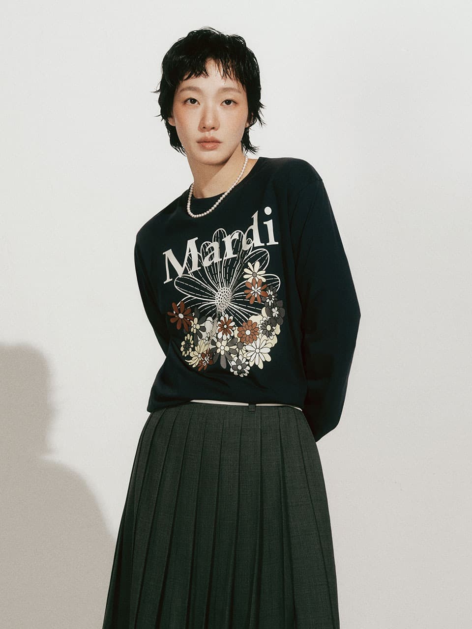 TSHIRT LONG SLEEVE FLOWERMARDI JARDIN_NAVY IVORY
