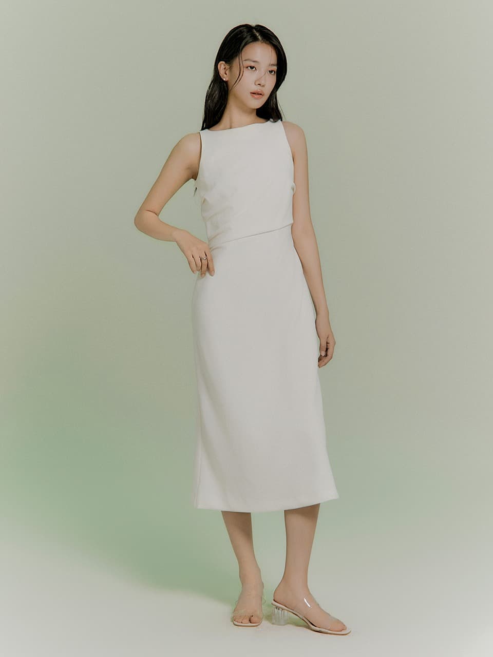 Arma boat neck long dress