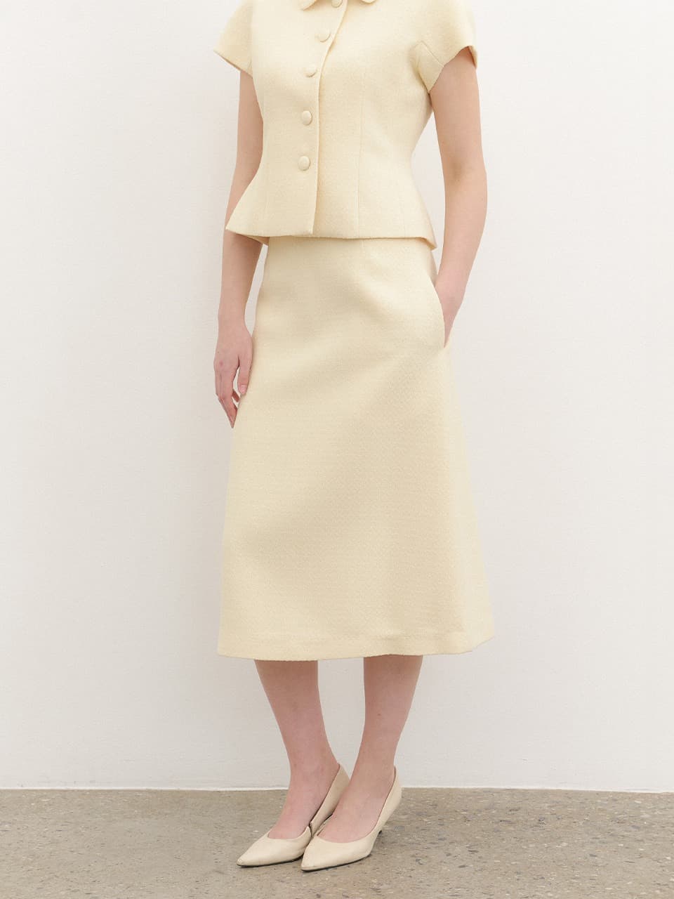 Tweed A-Line Long Skirt / Yellow(2Color)