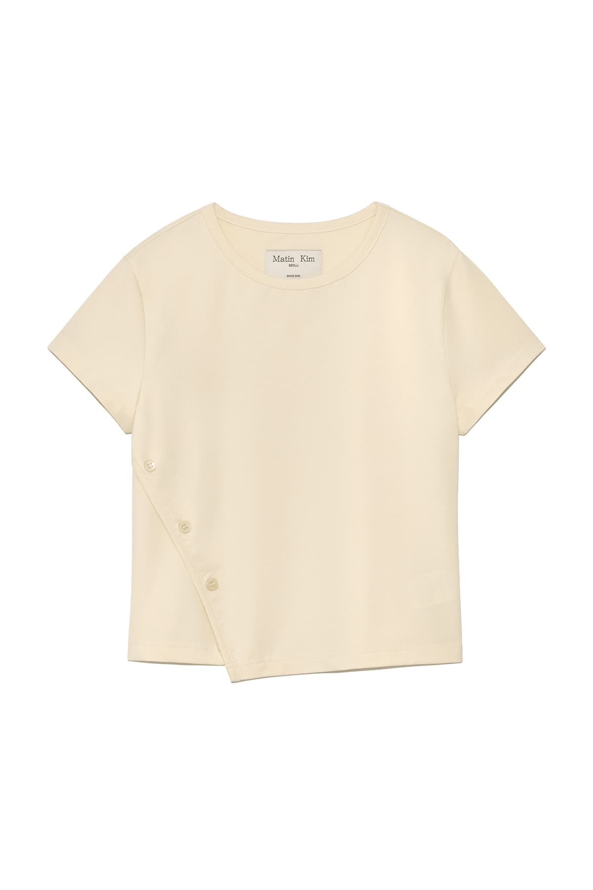 SLIT BUTTON POINT CROP TOP IN IVORY