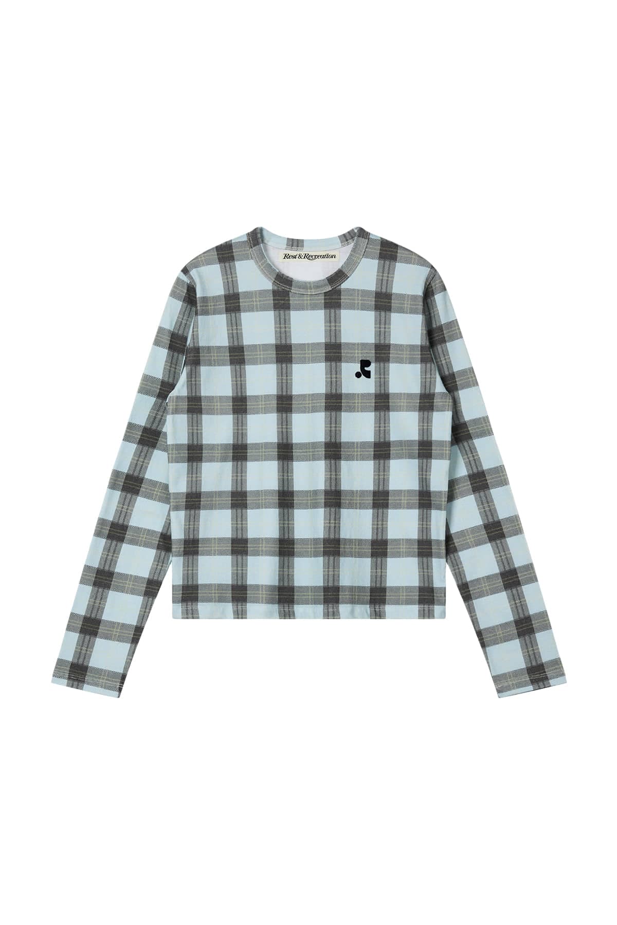 CHECK PATTERN LONG SLEEVE TOP - SKY BLUE