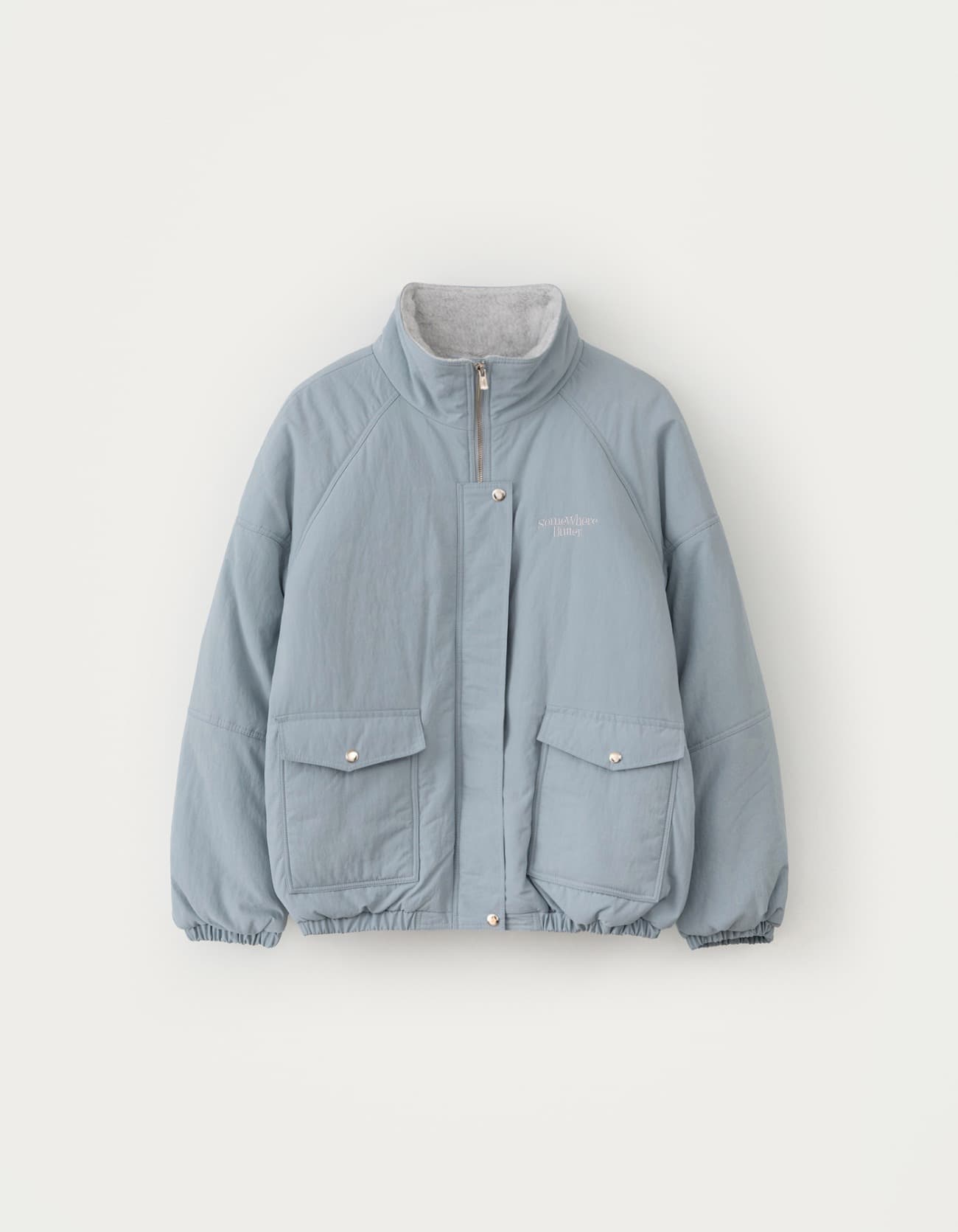 Fleece Over-Fit Padding Jumper - Light Blue