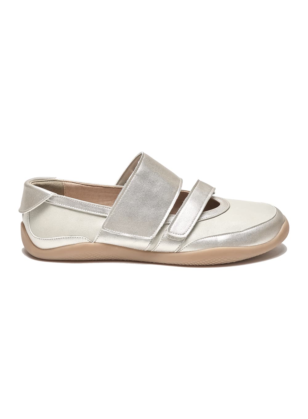 DOUBLE STRAP SPORTS BALLET FLATS_ECRU