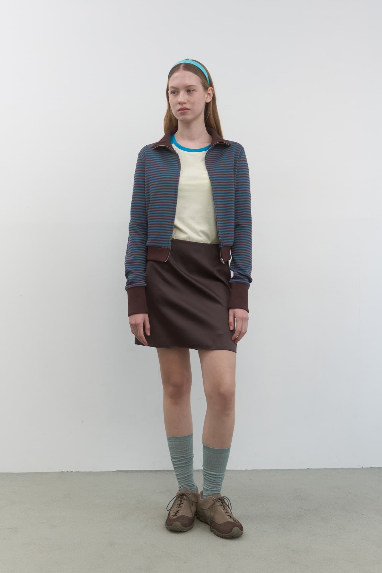 STRIPE SLIM ZIP-UP_BLUE