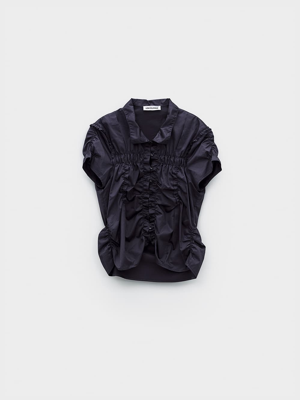 Wrinkle Half Sleeve Shirt_Navy