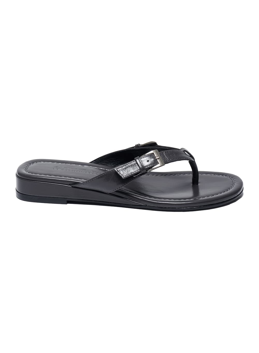 BUCKLE STRAP WEDGE FLIP-FLOPS_CHARCOAL