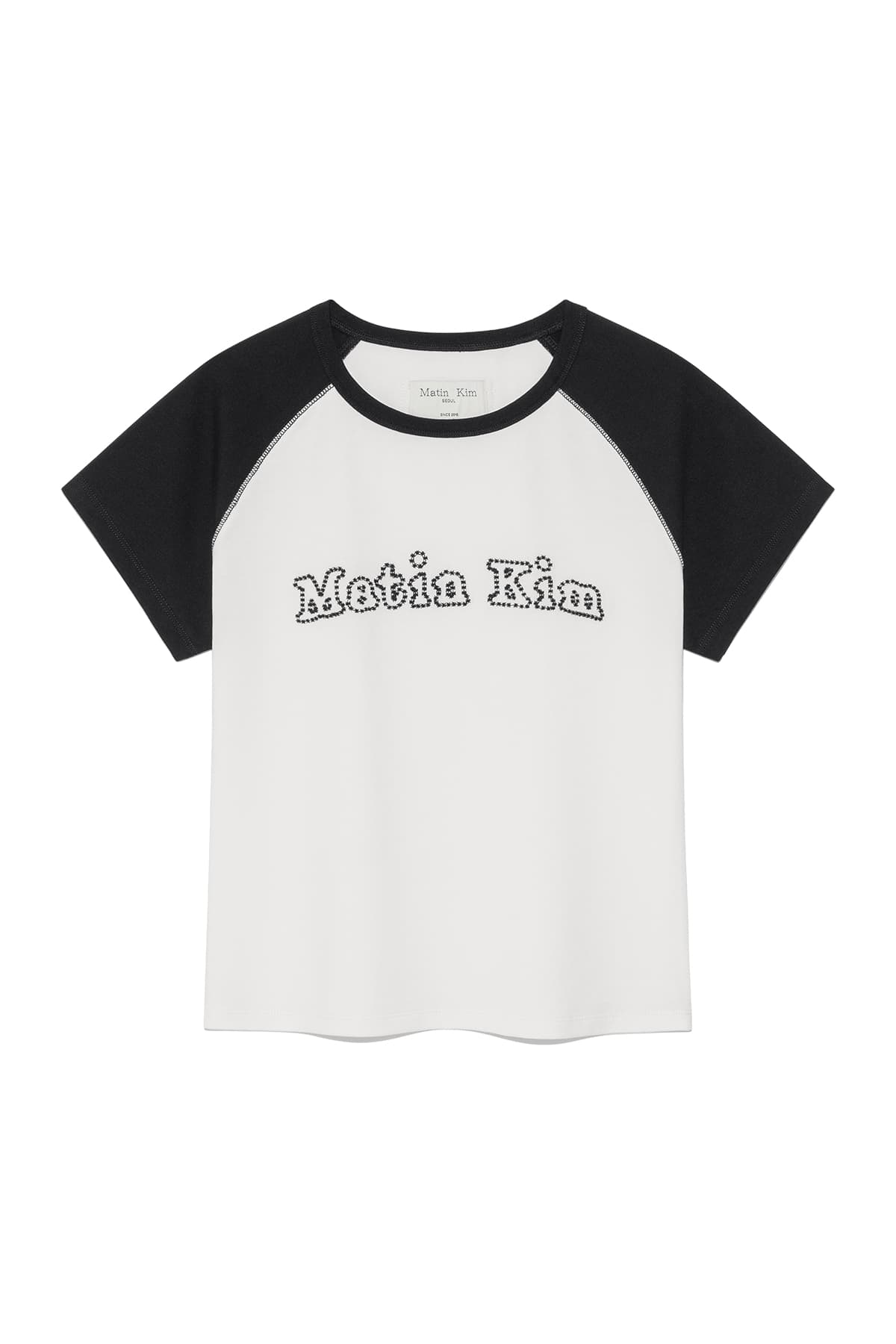 FLOWER STITCH RAGLAN LOGO TOP IN BLACK