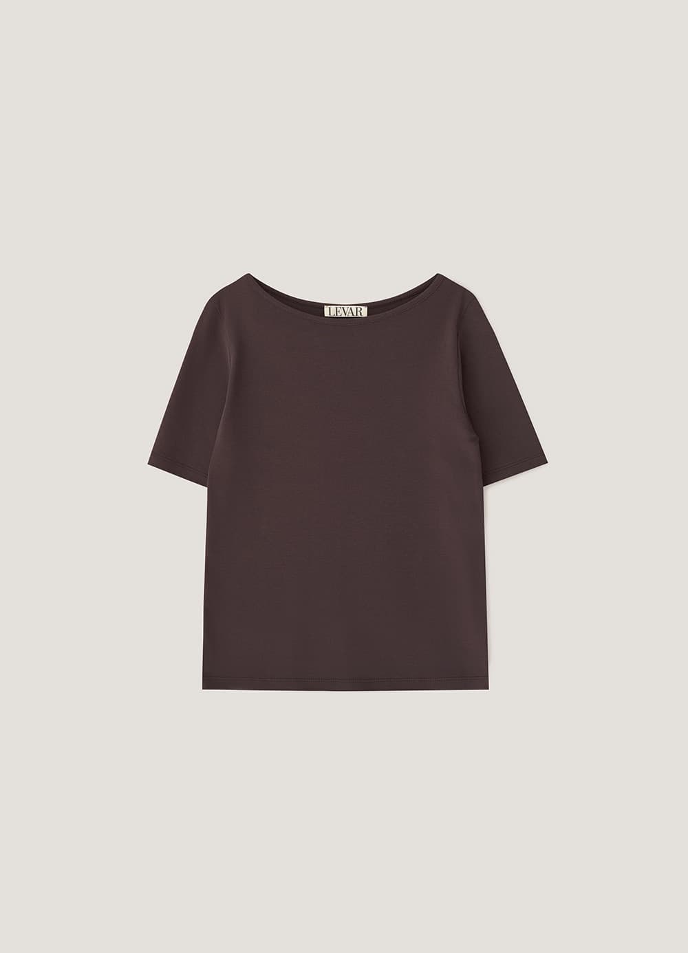 Essential Boat Neck Half-Sleeve T-Shirt - Choco Brown