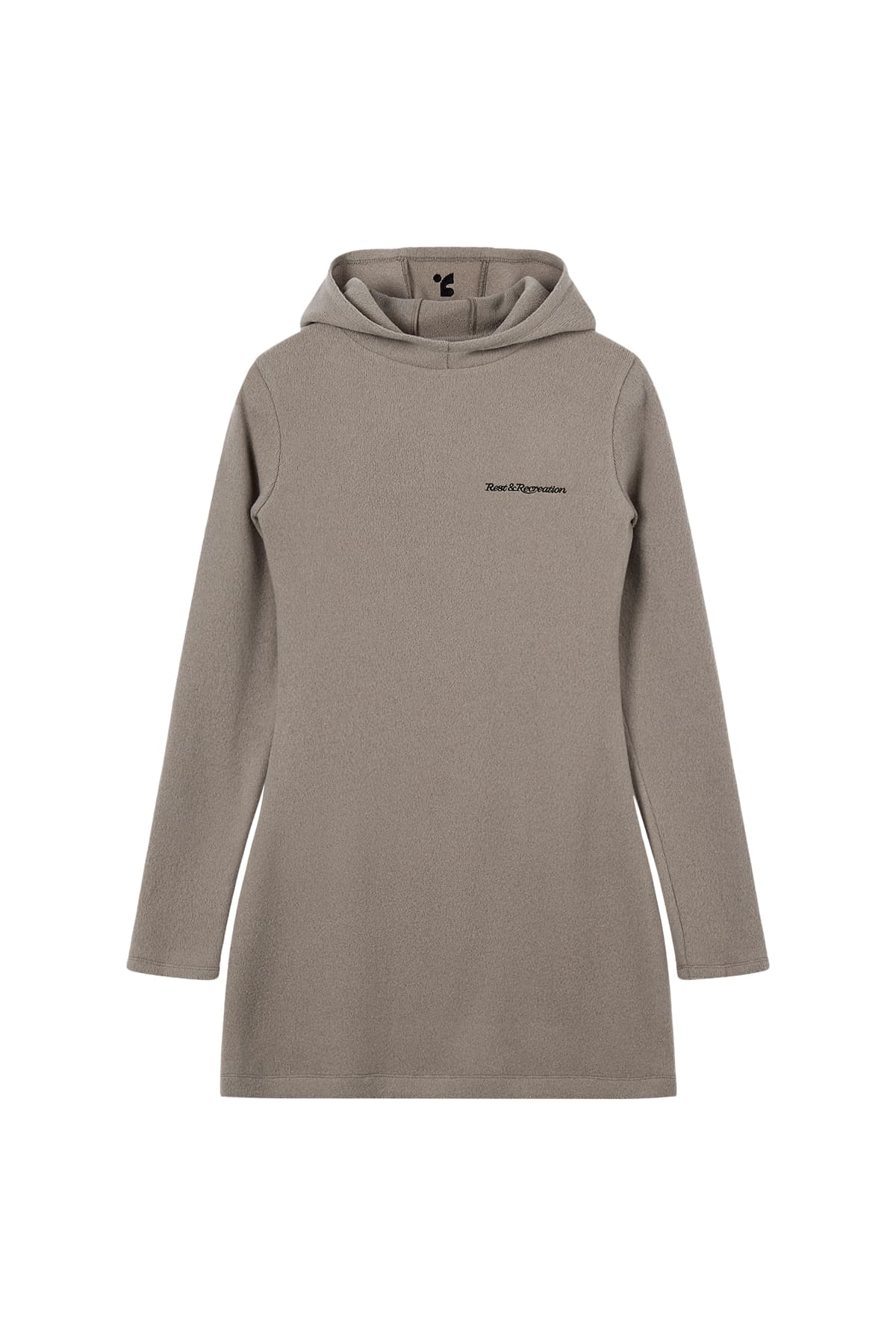HAIRY HOOD KNIT DRESS - BEIGE