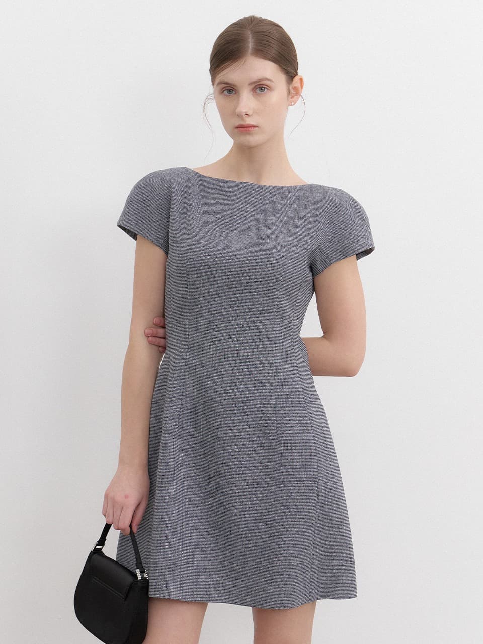 Cap-sleeve A-Line Mini Dress / Check(3Color)