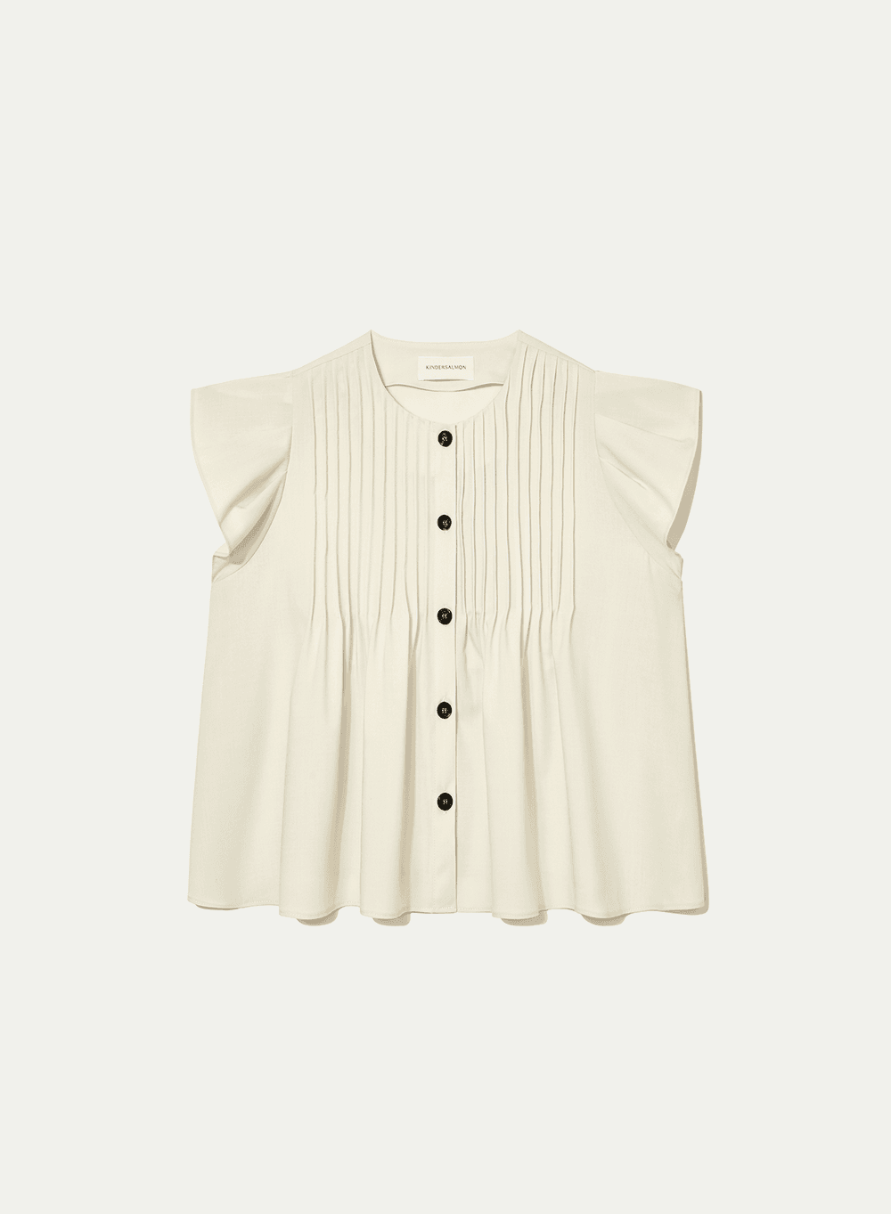 Pintucked Ruffle-sleeve Blouse Cream