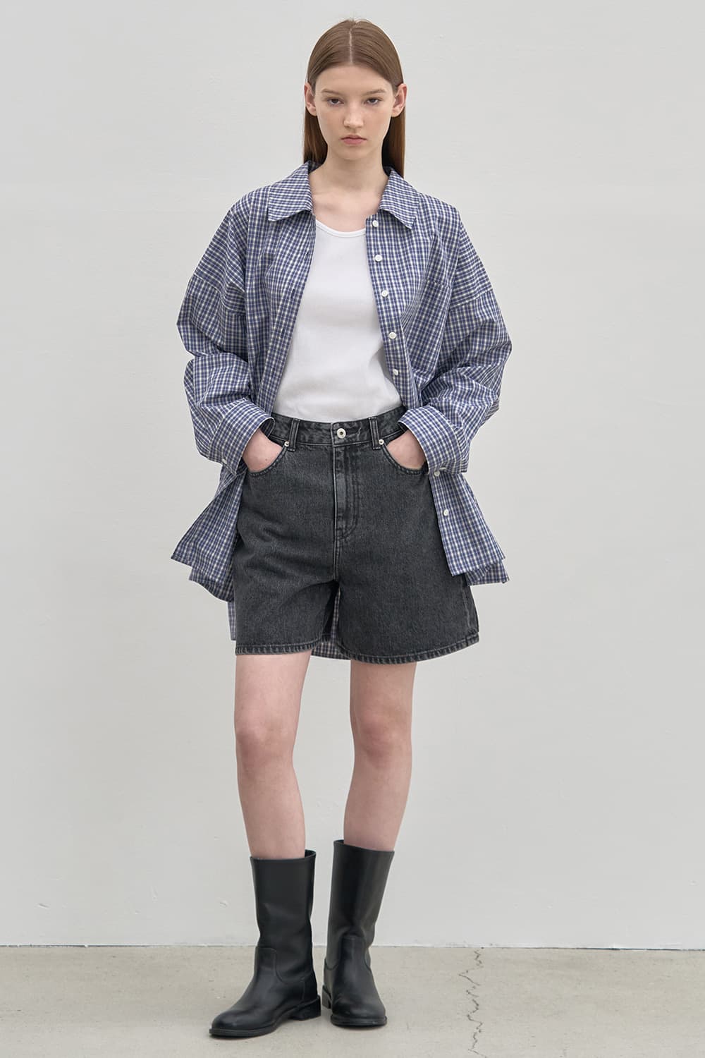 Denim half pant Grey [N6SDN06]