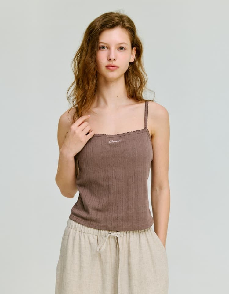 eyelet cap sleeveless - brown