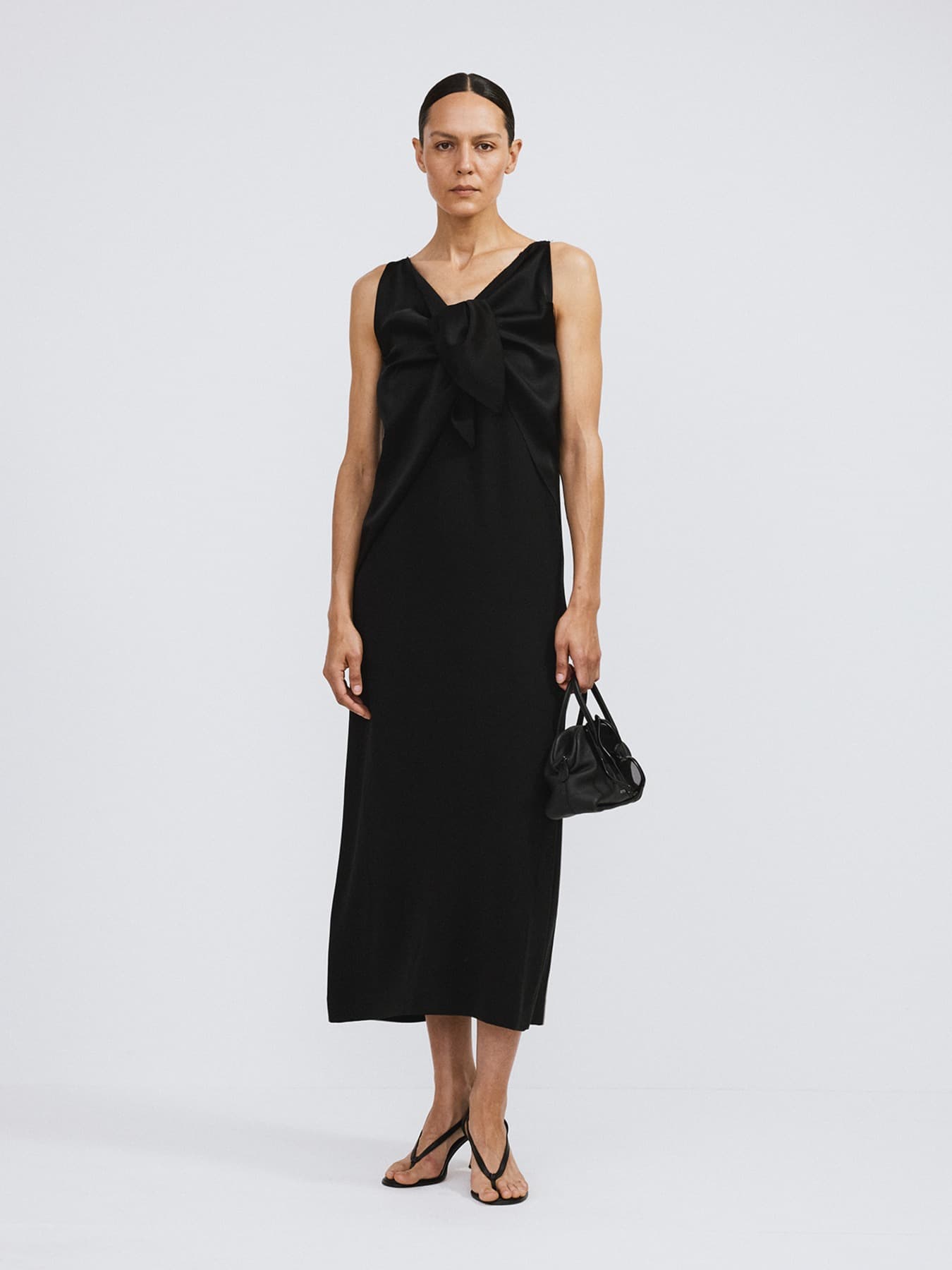 TIED FLUID MAXI DRESS (BLACK)