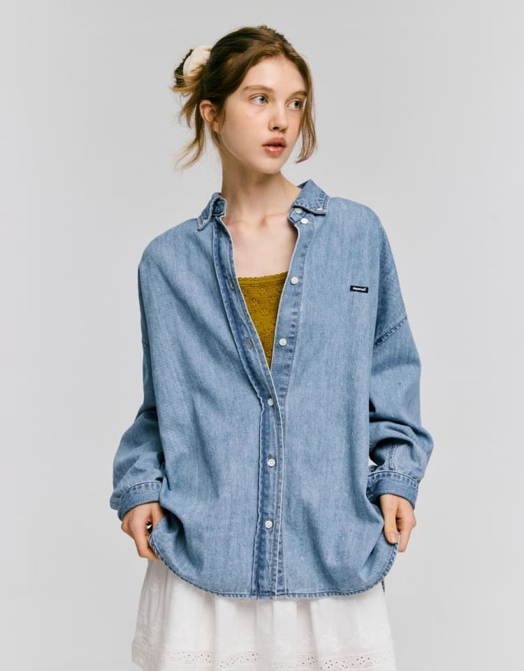 box logo denim shirts - light blue