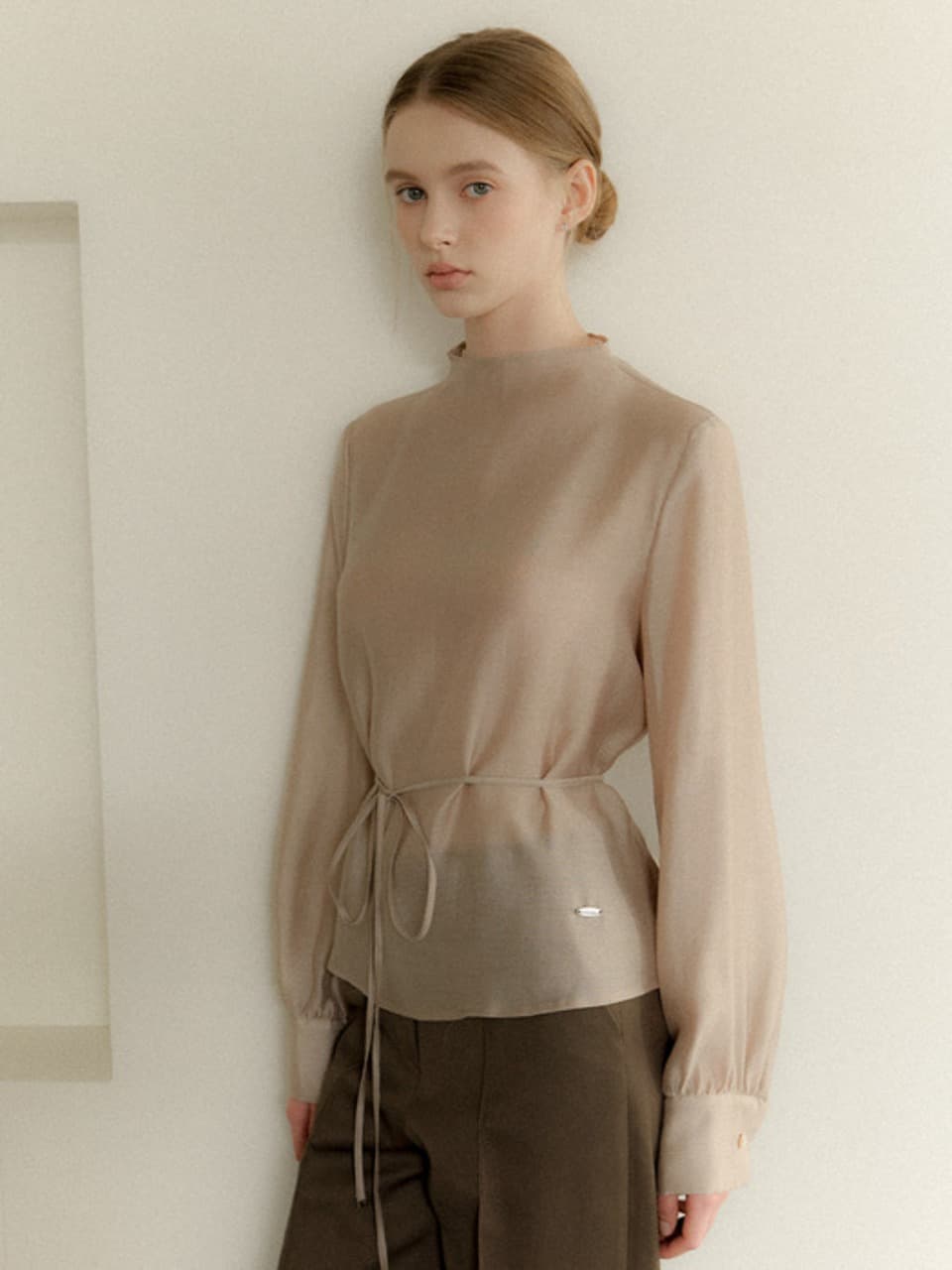 Simple Organza Blouse / Brown(3color)