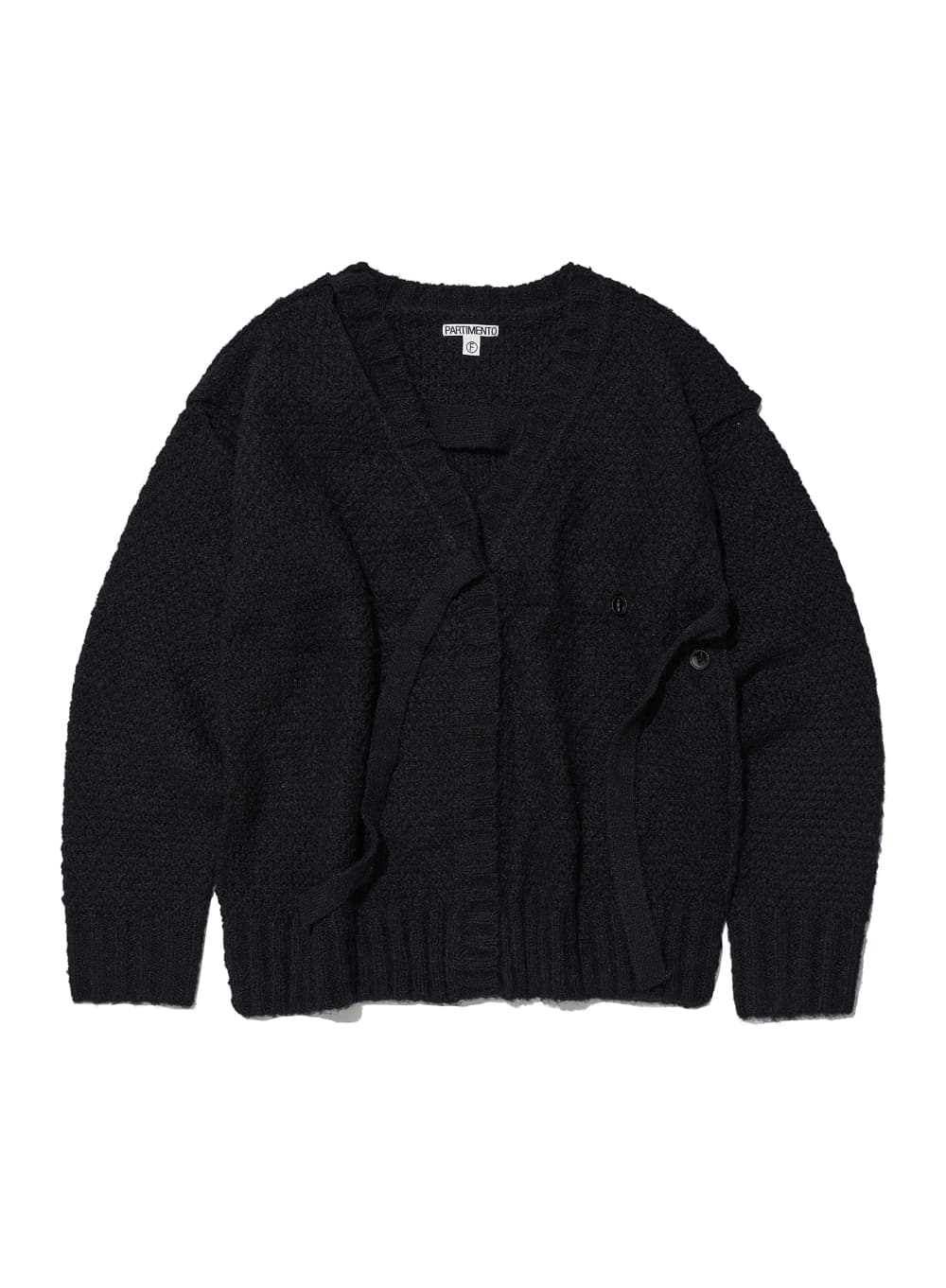 CUT-OUT WRAP KNIT CARDIGAN_BLACK