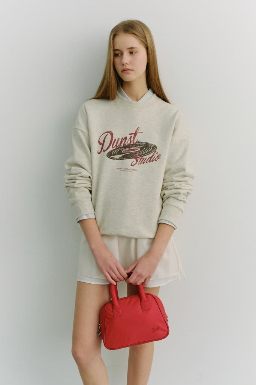 UNISEX VINYL SWEATSHIRT OATMEAL MELANGE_UDTS6A115I1