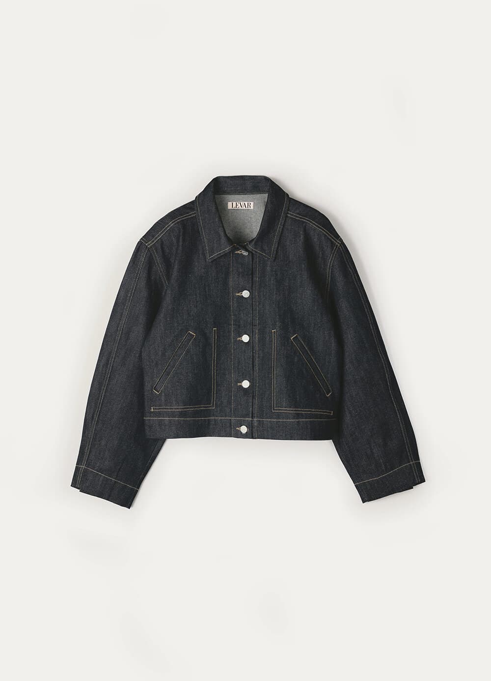 Raw-Denim Crop Jacket - Dark Indigo
