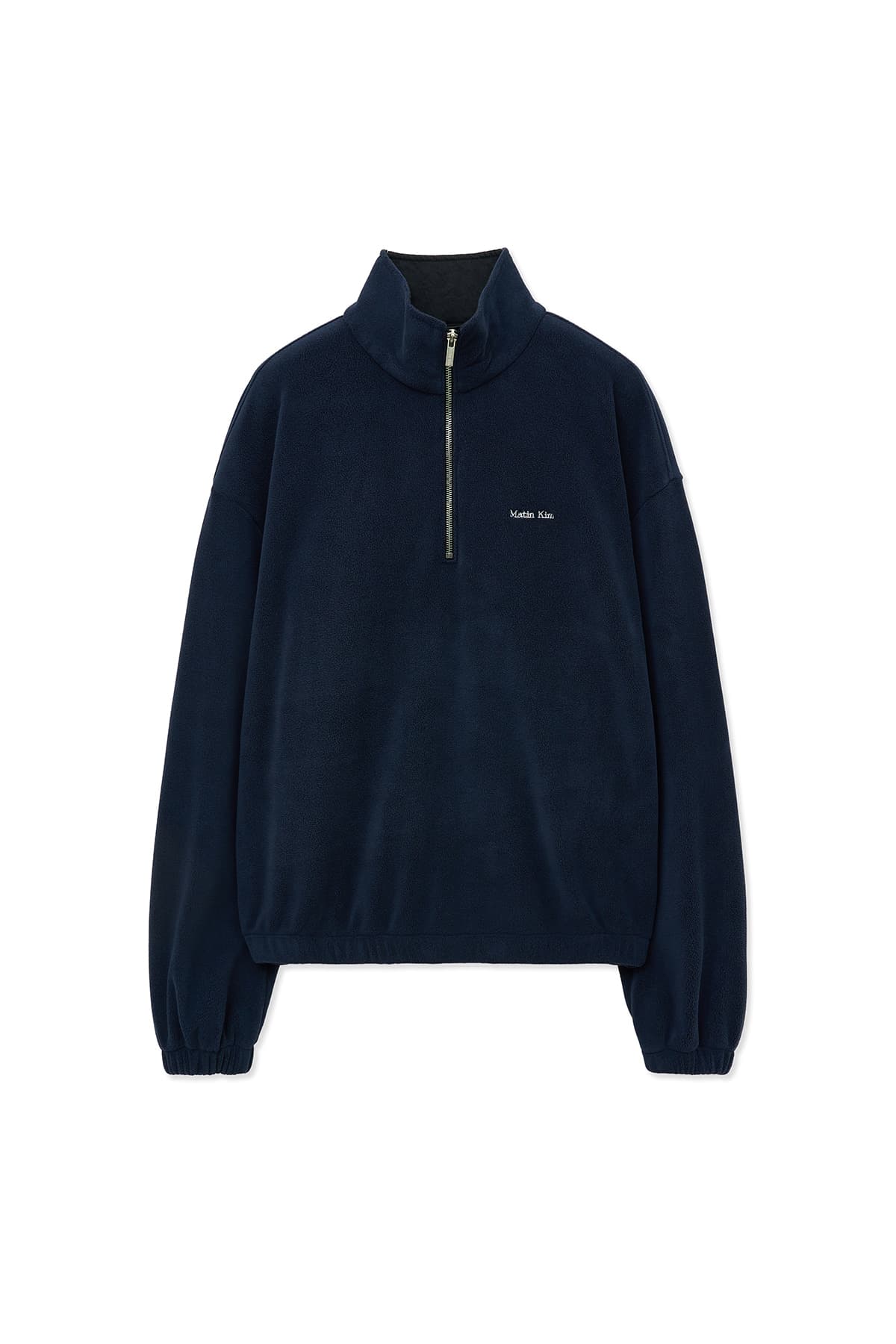 SHERPA FLEECE HALF ZIP UP TOP IN NAVY