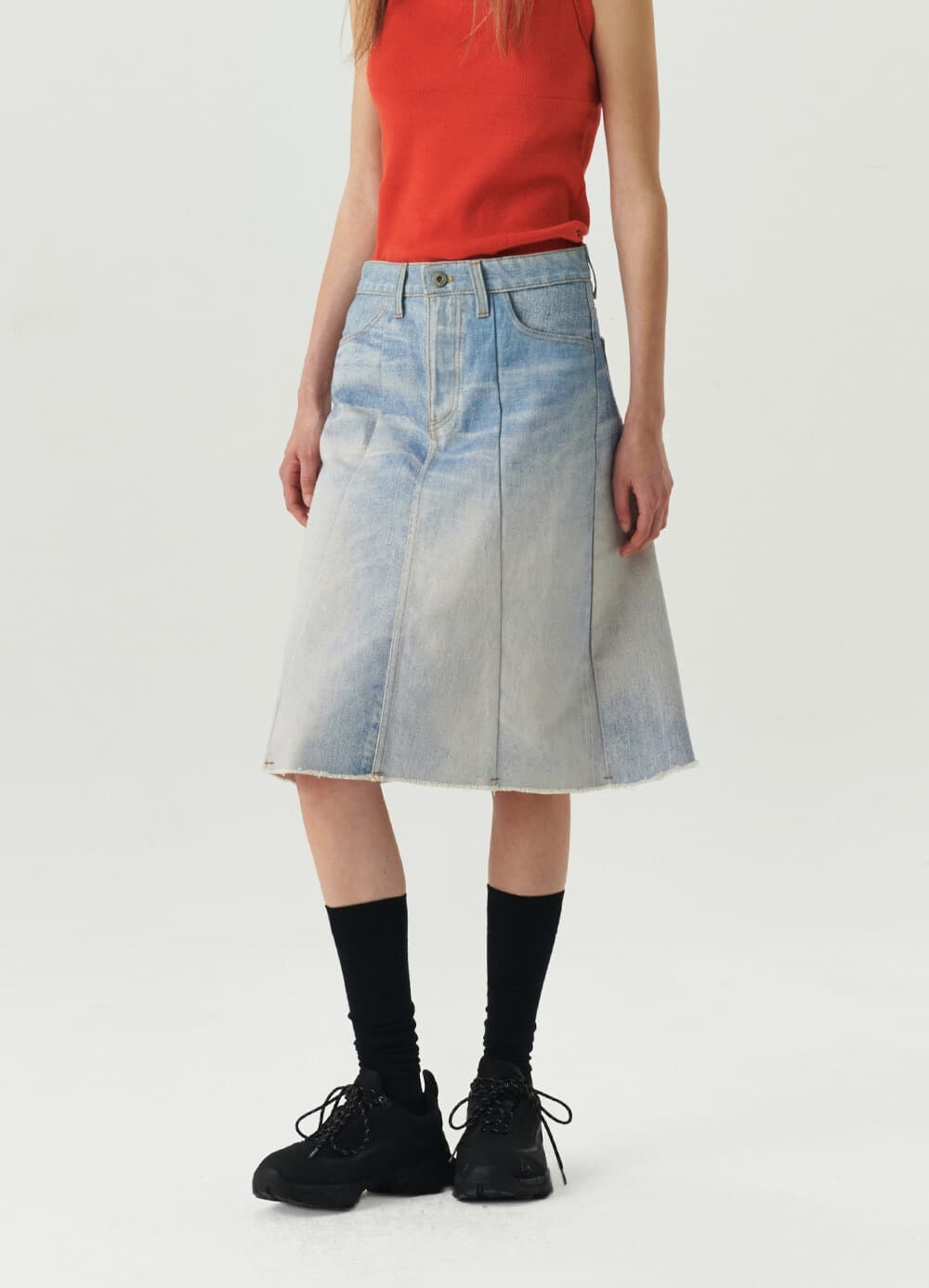 Digital-Print Pannel Skirt - Digital Denim