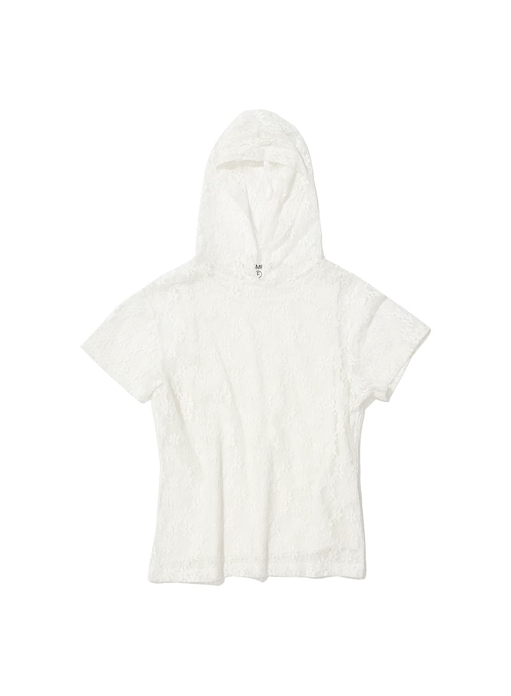 LACE HOODED SHORT SLEEVE TEE_WHITE